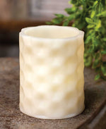 White Geometric Pillar Candle, White Light, 3.5"