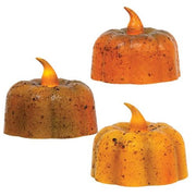 Grungy Pumpkin Tealight  (3 Count Assortment)