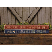 Bold Stripes  Bright Stars  Brave Hearts Engraved Block - 18"