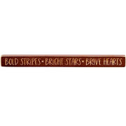 Bold Stripes  Bright Stars  Brave Hearts Engraved Block - 18"