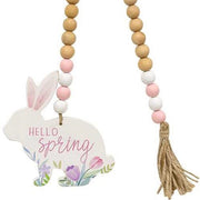 Hello Spring Wooden Bead Garland with Bunny