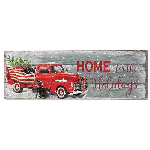 Home For The Holidays Slat Look Sign