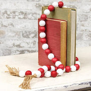 Beaded String Red White with Jute Tassels