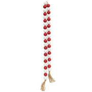 Beaded String Red White with Jute Tassels