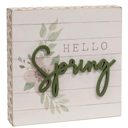Hello Spring Pattern Side Box Sign