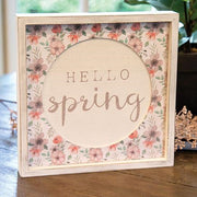 Hello Spring Cutout Floral Inset Box Sign