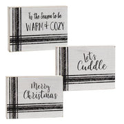 Warm Words Striped Wooden Block  (3 Count Assortment)