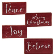 Holiday Script Red Word Block  (4 Count Assortment)