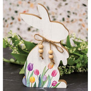 Tulip Printed Easter Bunny Wood Sitter