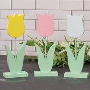 Wooden Pastel Tulip Pedestal  (3 Count Assortment)