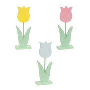 Wooden Pastel Tulip Pedestal  (3 Count Assortment)