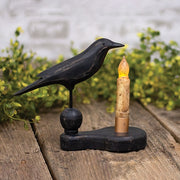 Wooden Crow Pedestal with Taper Holder