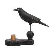 Wooden Crow Pedestal with Taper Holder