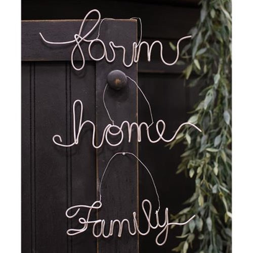 Farm, Family, Home Script Metal Ornament  (3 Count Assortment)