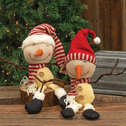 Dangle Leg Plush Big Head Snowman  (2 Count Assortment)