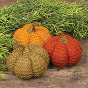 Sm Knit Harvest Pumpkin  (3 Count Assortment)