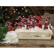 Plush Red Plaid Santa Gnome Ornament