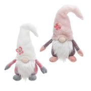 Sitting Pink Flower Hat Gnome  (2 Count Assortment)