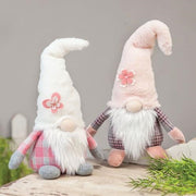 Sitting Pink Flower Hat Gnome  (2 Count Assortment)