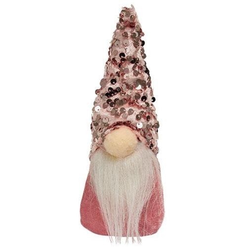Fabric Gnome with Pink Sequin Hat 8"L