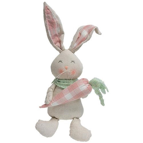 Sitting Fabric Bunny with Plaid Carrot