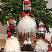 Standing Plaid Santa Gnome with LED Light