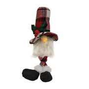 Sm Dangle Leg Plaid Santa Gnome with LED Light