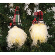 Plaid Santa Gnome Ornament with LED Light (2 Count Assortment)