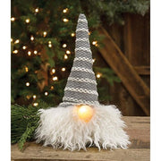 Sm Grey Hat Santa Gnome with LED Light Nose