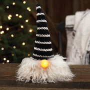 Sm Black Hat Santa Gnome with LED Light Nose