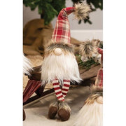 Dangle Leg Red Plaid Santa Gnome
