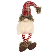 Dangle Leg Red Plaid Santa Gnome