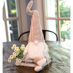 Dangle Leg Plush Beige Gnome with Ribbed Hat