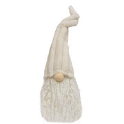 Medium Sitting Plush Cream Gnome with Ribbed Hat