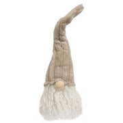 Med Sitting Plush Beige Gnome with Ribbed Hat