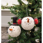 Winter Snowman Head Ornament  (2 Count Assortment)