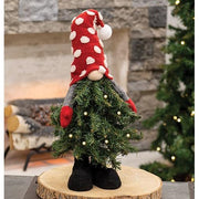 Standing Polka Dot Christmas Tree Gnome with LED Lights