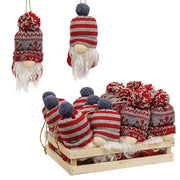 Nordic Snowflake & Stripe Beanie Hat Gnome Ornament  (2 Count Assortment)