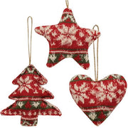 Red & Green Nordic Sweater Ornament  (3 Count Assortment)