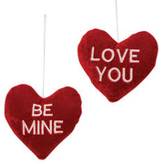 Valentine's Embroidered Red Velvet Heart Ornament  (2 Count Assortment)