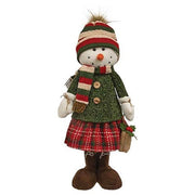 Nordic Christmas Plaid Snow Girl with Extendable Legs