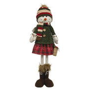 Nordic Christmas Plaid Snow Girl with Extendable Legs