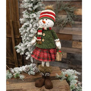 Nordic Christmas Plaid Snow Girl with Extendable Legs