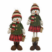 Nordic Christmas Plaid Snow Girl with Extendable Legs