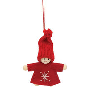 Mini Snowflake Stitched Wooden Doll Ornament  (2 Count Assortment)