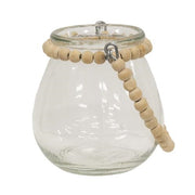 Wide Glass Jar with Natural Beaded Handle