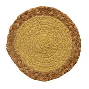 Jute & Cotton Candle Mat - Yellow - 6.75"