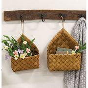 Natural Chipwood Hanging Baskets (Set of 2)