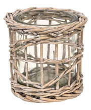 Graywash Willow Wrapped Glass Votive Holder