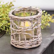 Graywash Willow Wrapped Glass Votive Holder